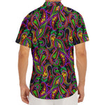 Dark Bohemian Paisley Pattern Print Men's Deep V-Neck Shirt