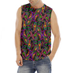 Dark Bohemian Paisley Pattern Print Men's Fitness Tank Top