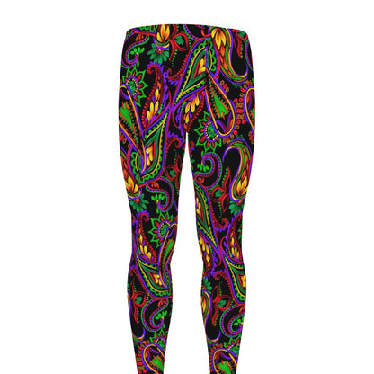 Dark Bohemian Paisley Pattern Print Men's leggings