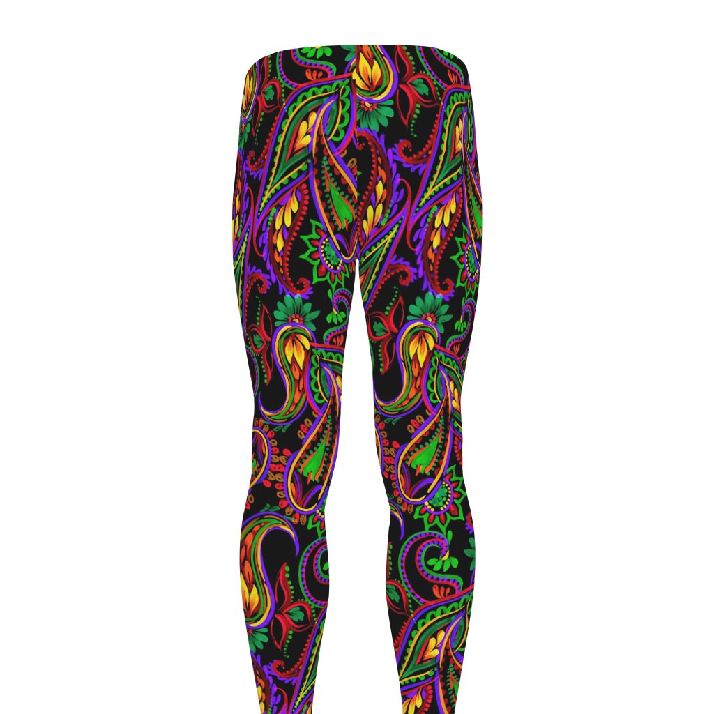 Dark Bohemian Paisley Pattern Print Men's leggings