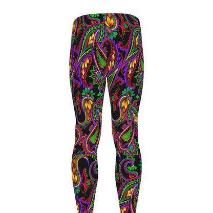 Dark Bohemian Paisley Pattern Print Men's leggings