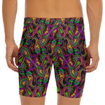 Dark Bohemian Paisley Pattern Print Men's Long Boxer Briefs
