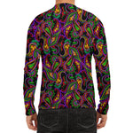 Dark Bohemian Paisley Pattern Print Men's Long Sleeve Rash Guard