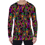 Dark Bohemian Paisley Pattern Print Men's Long Sleeve T-Shirt