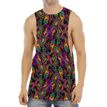 Dark Bohemian Paisley Pattern Print Men's Muscle Tank Top