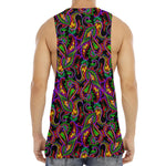 Dark Bohemian Paisley Pattern Print Men's Muscle Tank Top