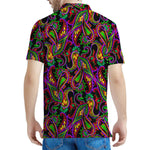 Dark Bohemian Paisley Pattern Print Men's Polo Shirt