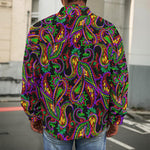 Dark Bohemian Paisley Pattern Print Men's Shirt Jacket
