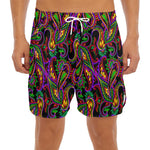 Dark Bohemian Paisley Pattern Print Men's Split Running Shorts