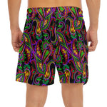Dark Bohemian Paisley Pattern Print Men's Split Running Shorts