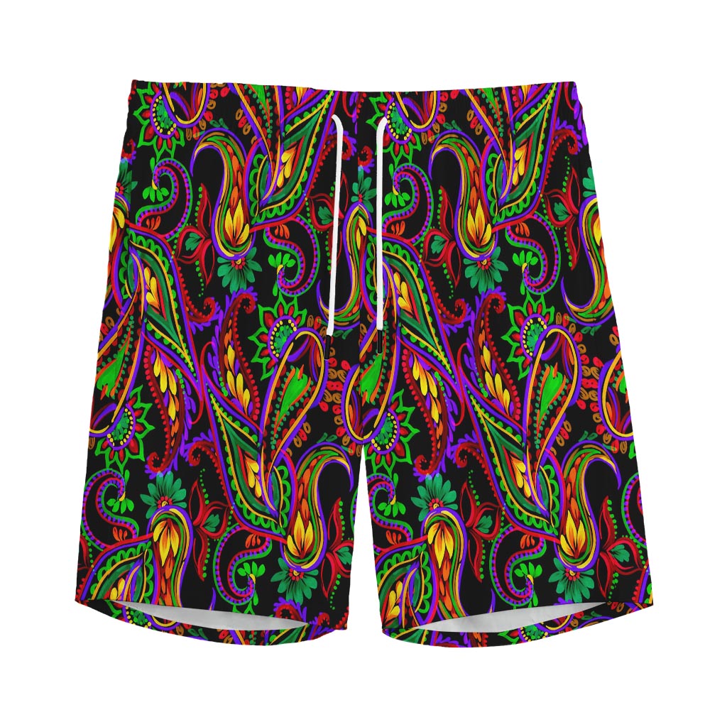 Dark Bohemian Paisley Pattern Print Men's Sports Shorts