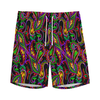 Dark Bohemian Paisley Pattern Print Men's Sports Shorts
