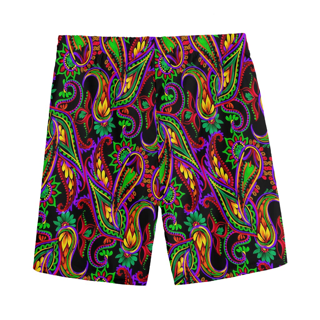 Dark Bohemian Paisley Pattern Print Men's Sports Shorts