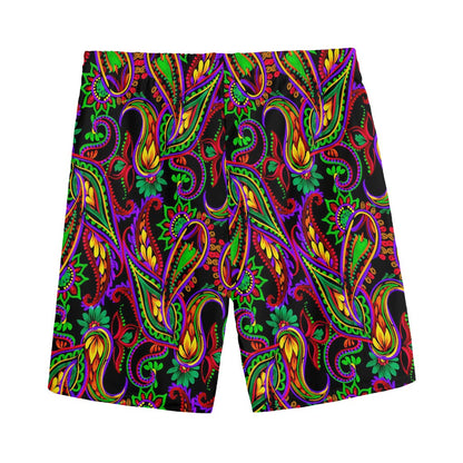Dark Bohemian Paisley Pattern Print Men's Sports Shorts