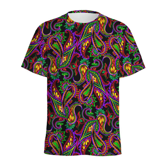 Dark Bohemian Paisley Pattern Print Men's Sports T-Shirt