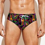 Dark Bohemian Paisley Pattern Print Men's Swim Briefs