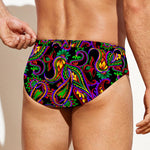 Dark Bohemian Paisley Pattern Print Men's Swim Briefs