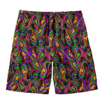 Dark Bohemian Paisley Pattern Print Men's Swim Trunks