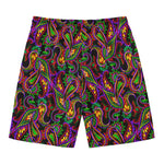 Dark Bohemian Paisley Pattern Print Men's Swim Trunks