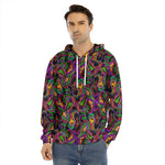 Dark Bohemian Paisley Pattern Print Men's Velvet Pullover Hoodie
