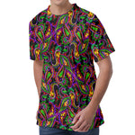 Dark Bohemian Paisley Pattern Print Men's Velvet T-Shirt