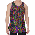 Dark Bohemian Paisley Pattern Print Men's Velvet Tank Top