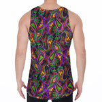 Dark Bohemian Paisley Pattern Print Men's Velvet Tank Top
