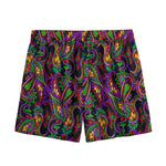 Dark Bohemian Paisley Pattern Print Mesh Shorts