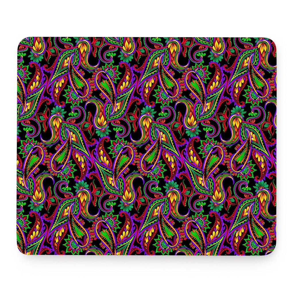 Dark Bohemian Paisley Pattern Print Mouse Pad