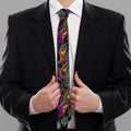 Dark Bohemian Paisley Pattern Print Necktie