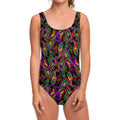 Dark Bohemian Paisley Pattern Print One Piece Swimsuit