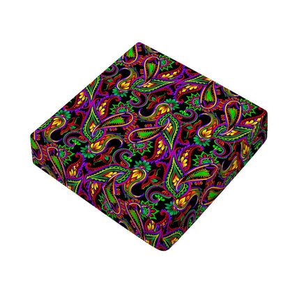 Dark Bohemian Paisley Pattern Print Outdoor Seat Cushion Cover