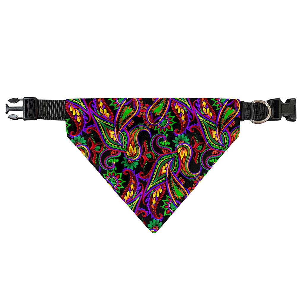 Dark Bohemian Paisley Pattern Print Over The Collar Dog Bandana