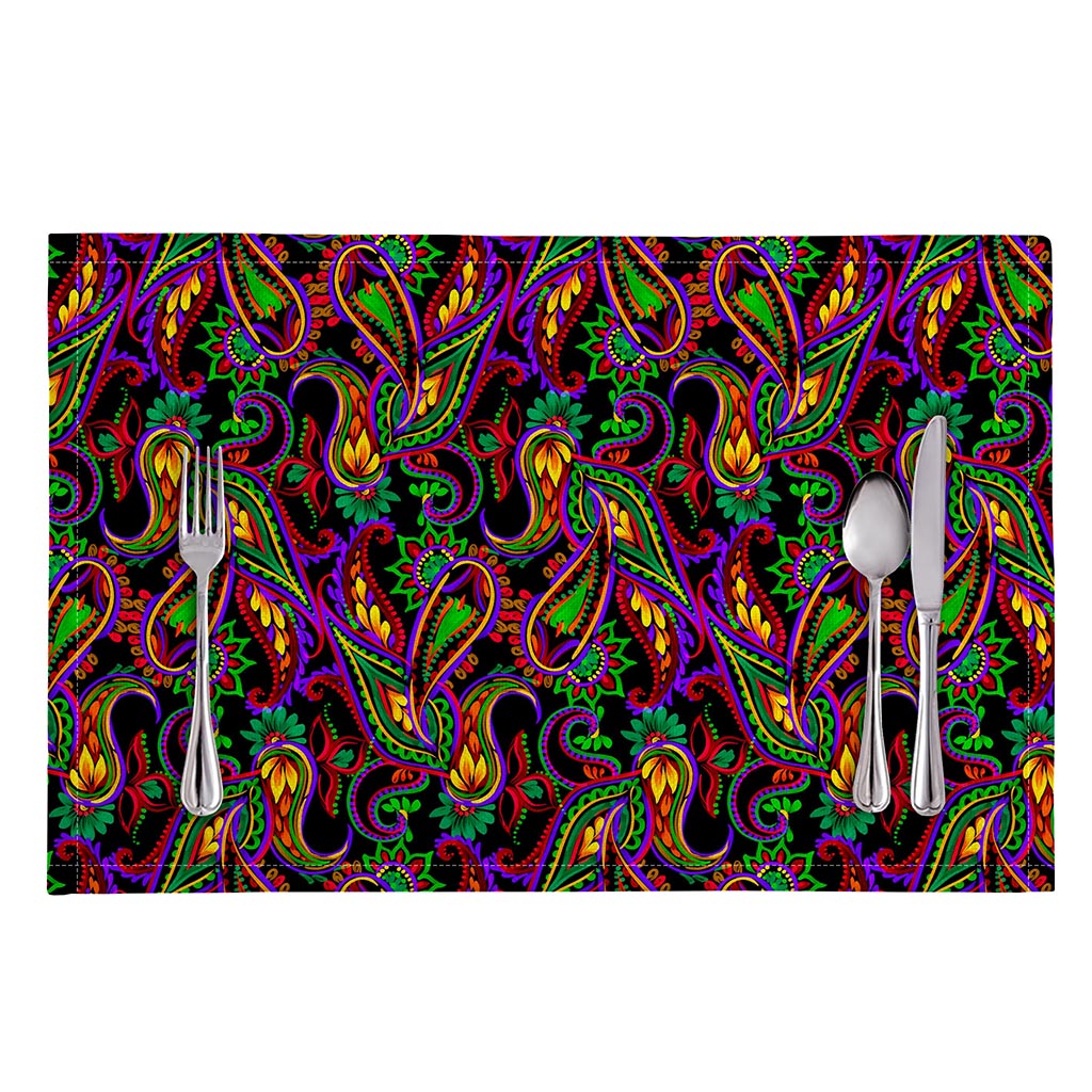 Dark Bohemian Paisley Pattern Print Placemat
