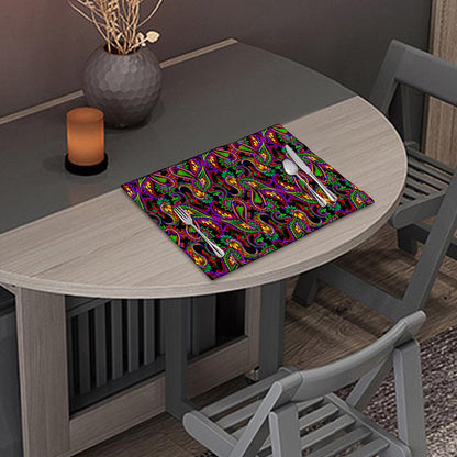 Dark Bohemian Paisley Pattern Print Placemat