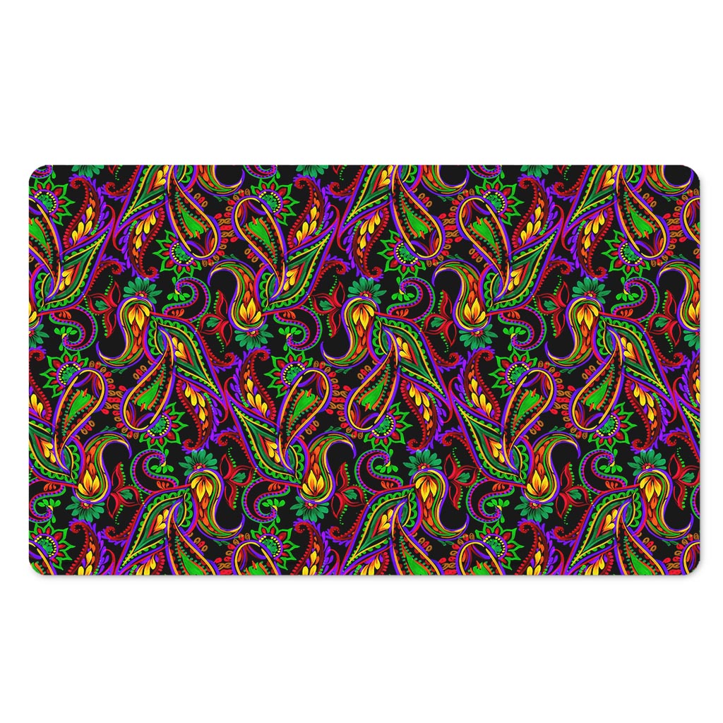 Dark Bohemian Paisley Pattern Print Polyester Doormat