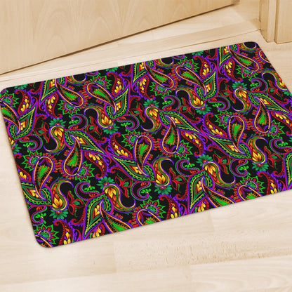 Dark Bohemian Paisley Pattern Print Polyester Doormat