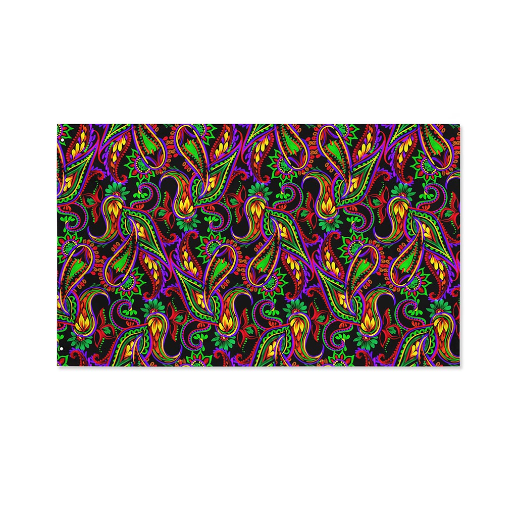Dark Bohemian Paisley Pattern Print Polyester Flag