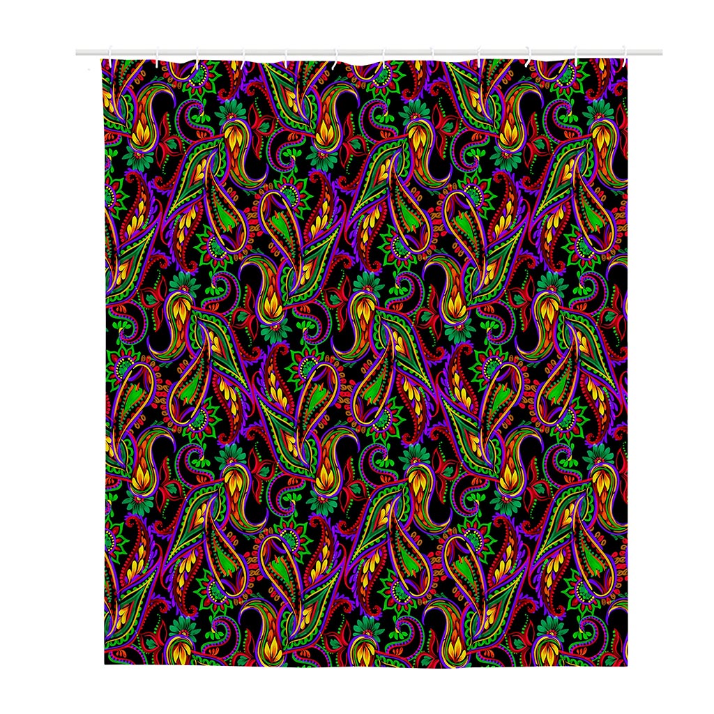 Dark Bohemian Paisley Pattern Print Polyester Shower Curtain