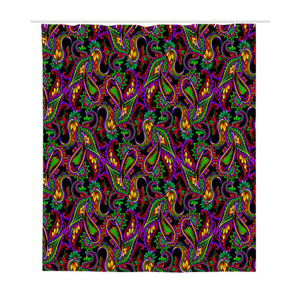 Dark Bohemian Paisley Pattern Print Polyester Shower Curtain