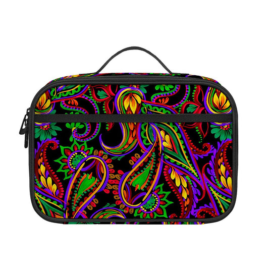 Dark Bohemian Paisley Pattern Print Portable Lunch Bag
