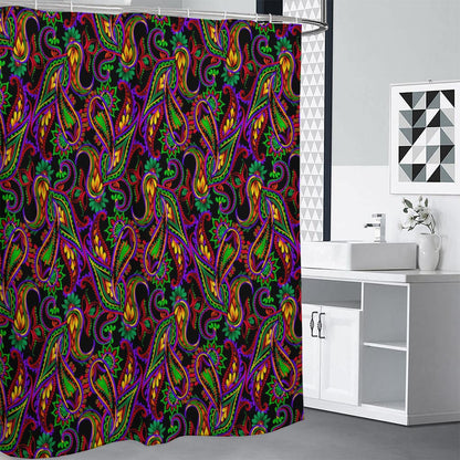 Dark Bohemian Paisley Pattern Print Premium Shower Curtain