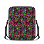 Dark Bohemian Paisley Pattern Print Rectangular Crossbody Bag