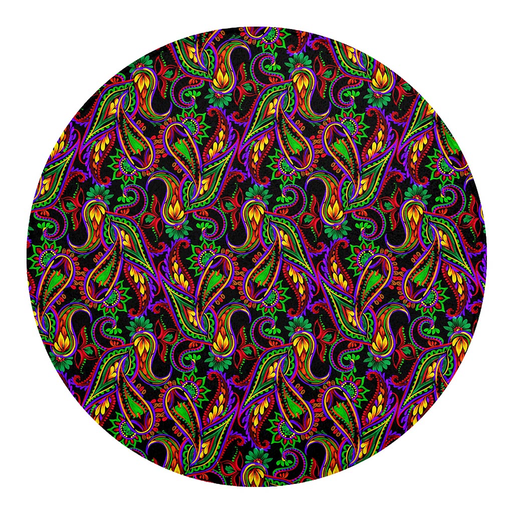 Dark Bohemian Paisley Pattern Print Round Blanket