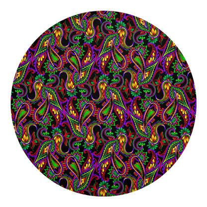 Dark Bohemian Paisley Pattern Print Round Blanket