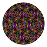 Dark Bohemian Paisley Pattern Print Round Floor Mat