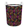 Dark Bohemian Paisley Pattern Print Round Laundry Basket