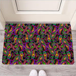 Dark Bohemian Paisley Pattern Print Rubber Doormat