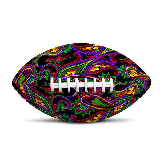 Dark Bohemian Paisley Pattern Print Rugby Ball