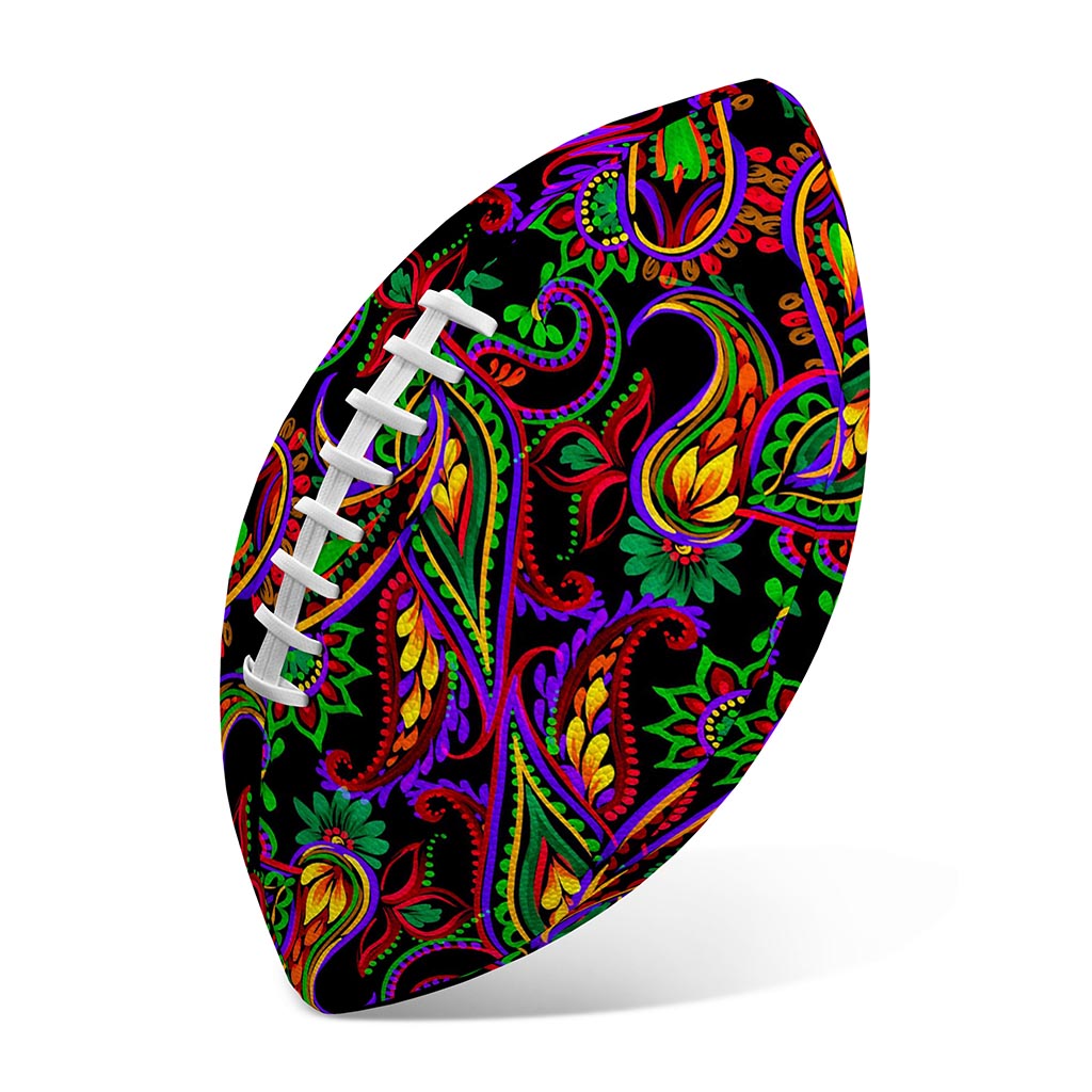 Dark Bohemian Paisley Pattern Print Rugby Ball